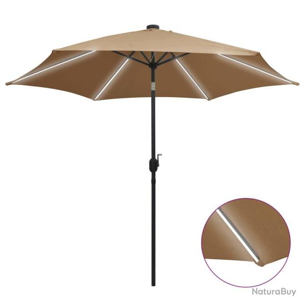 Parasol de jardin avec lumi�res LED et m�t en aluminium taupe