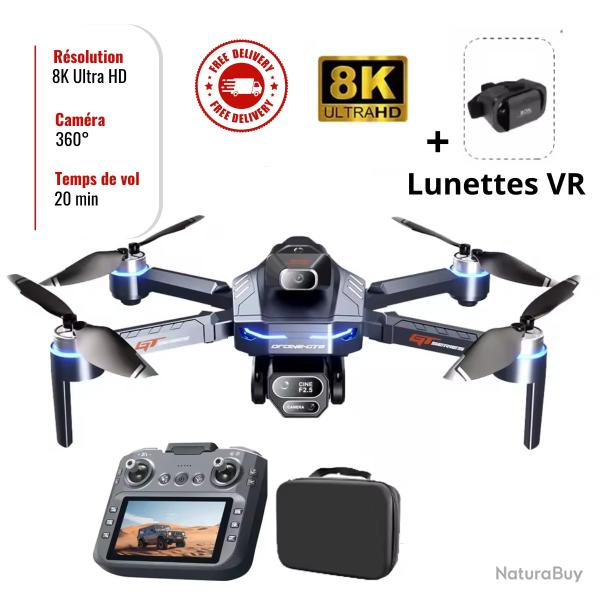 Nouveau Drone GT8 8K HD 3 Cam�ras 5G WiFi Brushless Pliable Vol Stationnaire