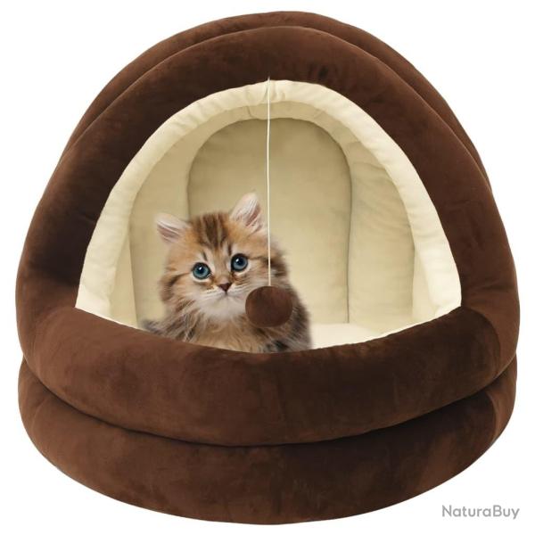 Lit pour chat 50x50x45 cm Marron et crme