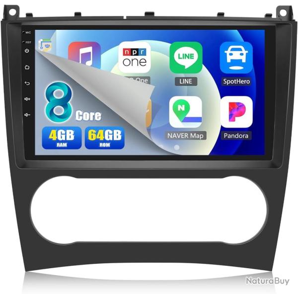 Autoradio 4Go+64Go pour Mercedes Benz Classe C W203,W209 C180, C200(2005-2009),Wireless Carplay Andr