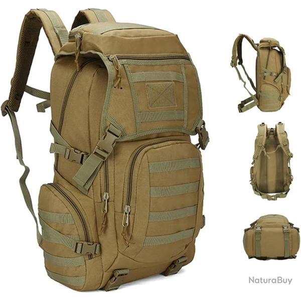 Sac � Dos Tactique 50L Imperm�able Randonn�e Camping Chasse P�che Escalade Outdoor Kaki