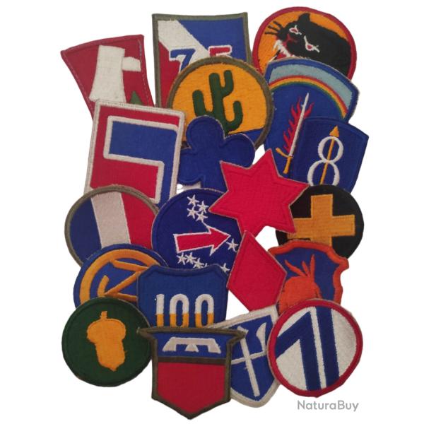 Lot de 20 Patches US infantry division divers WW2 100% ORIGINAUX