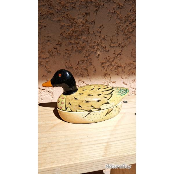 Canard ancien en bois, boite collection