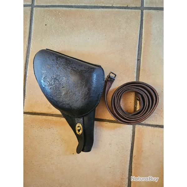 ETUI CUIR HOLSTER REVOLVER MAS 1892 OFFICIER SUP. DE GENDARMERIE - FRANCE III� REPUBLIQUE