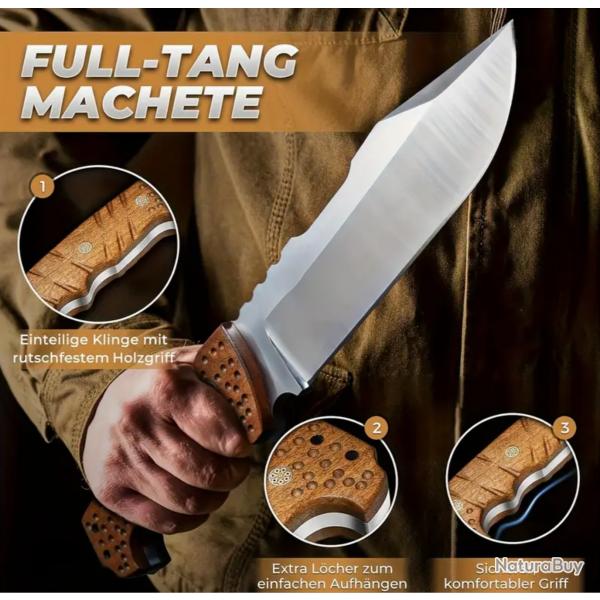 Couteau de camp machette - Acier 4Cr13 de 7 mm !!! QUANTITE LIMITE !