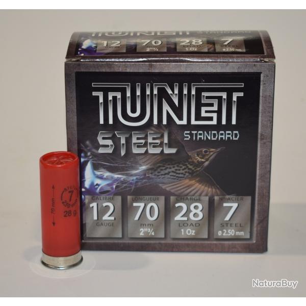 Boite de 25 cartouches tunet grive steel 12/70  acier  28 grammes , Numero 7