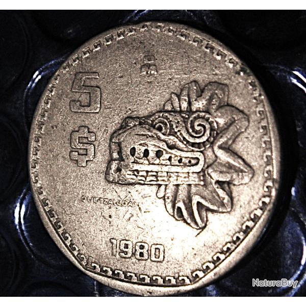 Mexico piece de 5 pesos 1980 (libertad sur tranche)