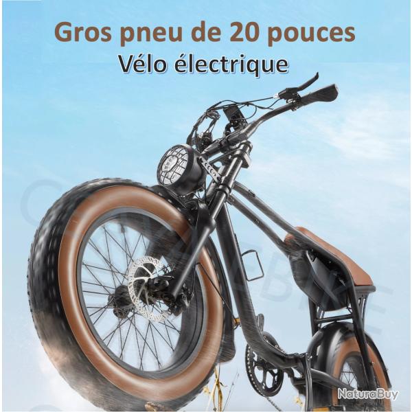 Vlo lectrique gros pneu E-bike 48V 15Ah batterie adultes E VTT, couple 60N.m, 7 vitesses,