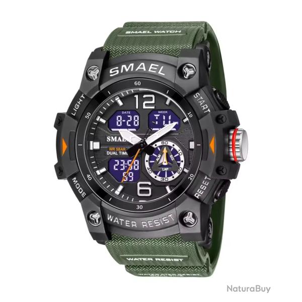 Montre militaire homme Quartz sport analogique numrique tanche 50M rveil lumire robuste Army