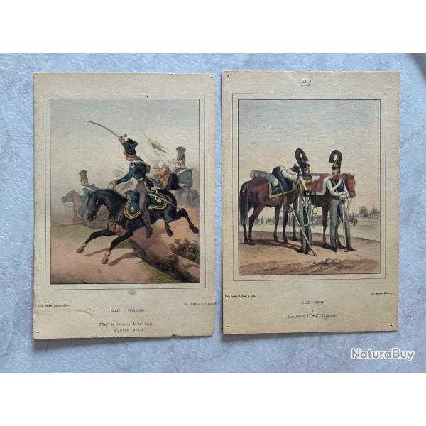 Lot 2 illustrations militaires anciennes Dro-Becker Paris