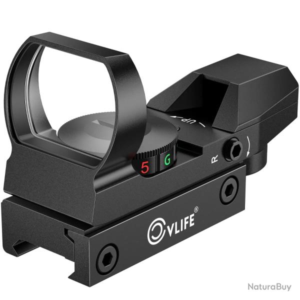 Viseur Rflexe CVLIFE 1x22x33 4 Rticules Rouge/Vert Point Rouge Monture Picatinny 20 mm Tactique