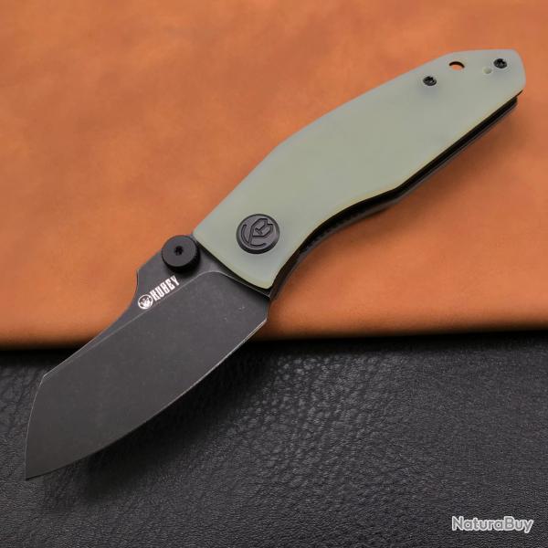 Couteau Kubey Monsterdog Lame Acier 14C28N Manche G10 Jade KIBS Liner Lock Clip KUB337C