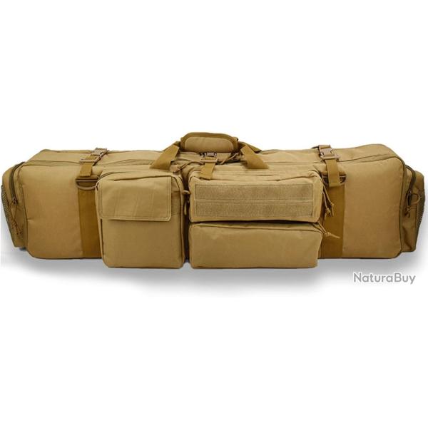 HOUSSE DE TRANSPORT POUR 2 CARABINES/FUSILS + MUNITIONS ET ACCESSOIRES - KAKI - LIVRAISON GRATUITE
