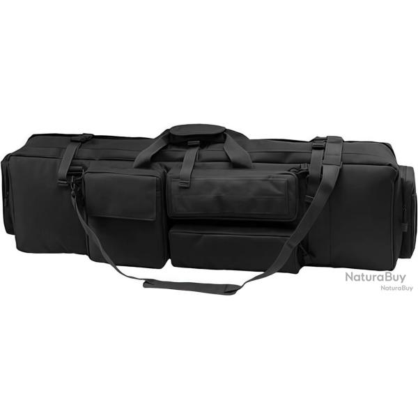 HOUSSE DE TRANSPORT POUR 2 FUSILS + CHARGEURS ET ACCESSOIRES - NOIR - LIVRAISON GRATUITE
