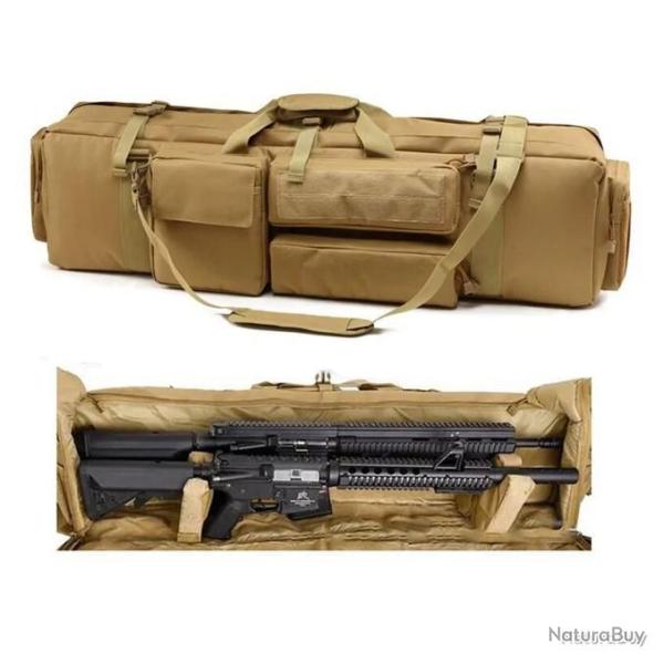 HOUSSE DE TRANSPORT POUR 2 ARMES LONGUES + CHARGEURS ET ACCESSOIRES - KAKI - LIVRAISON GRATUITE