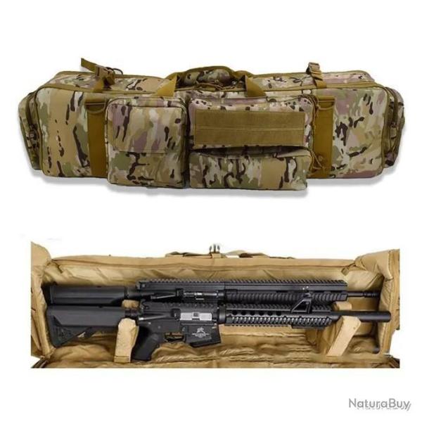 HOUSSE DE TRANSPORT POUR 2 ARMES LONGUES + CHARGEURS ET ACCESSOIRES - CAMO - LIVRAISON GRATUITE