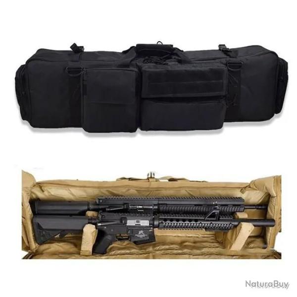 SAC TACTIQUE POUR 2 ARMES LONGUES + ARMES DE POING ET ACCESSOIRES - NOIR - LIVRAISON GRATUITE