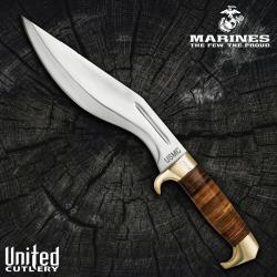 United Cutlery UC3329 - Couteau USMC Kukri avec Manche en Cuir et Fourreau en Cuir Premium
