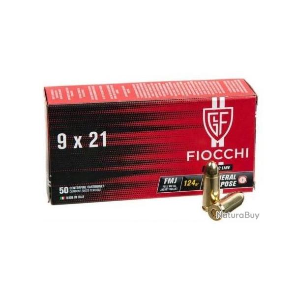 Munitions FIOCCHI 9X21 FMJ 124gr boite de 50