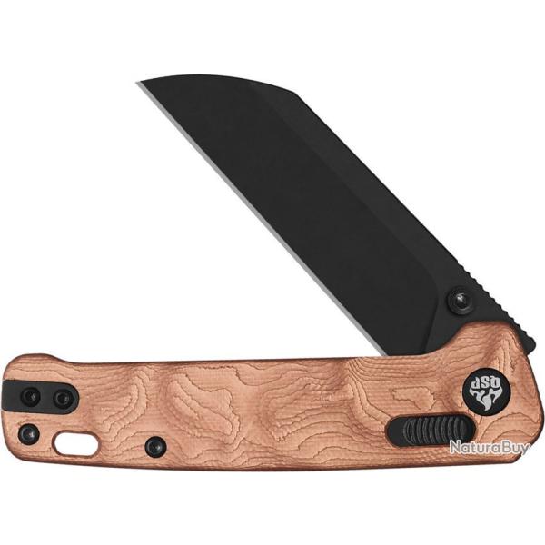 Couteau QSP Penguin Glyde Lock Lame Acier 14C28N Manche G10/Cuivre Glyde Lock KIVT QS130GLF2