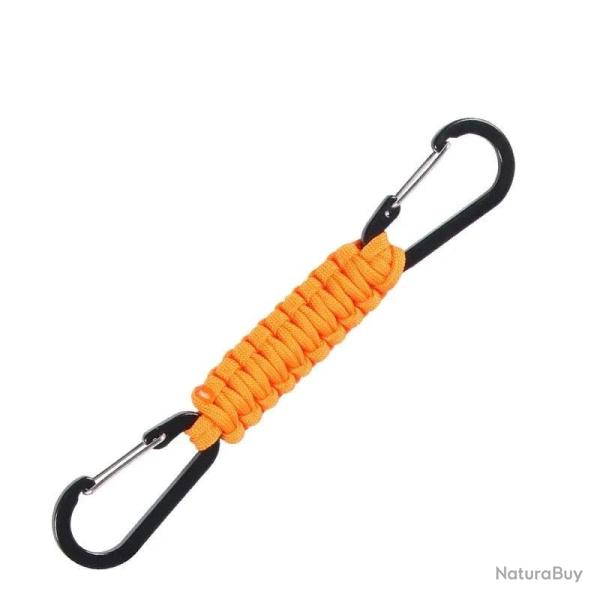 Porte-cl�s paracorde double mousqueton multifonction - Orange