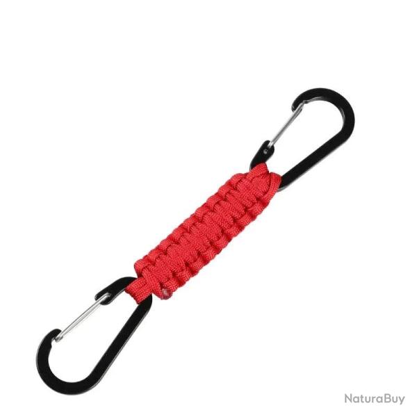 Porte-cl�s paracorde double mousqueton multifonction - Rouge
