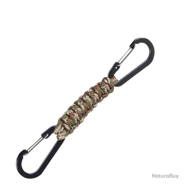 Porte-cl�s paracorde double mousqueton multifonction - Green Camo