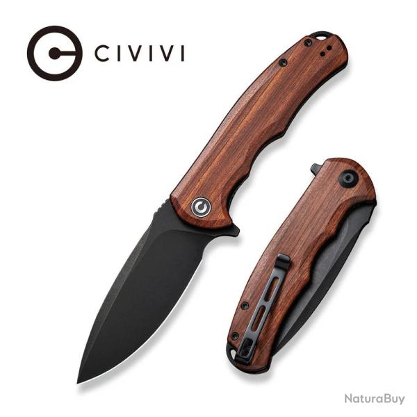 Couteau CIVIVI Praxis Lame Acier 9Cr18MoV Manche Bois Cuibourtia KIVT Linerlock CIVC803H