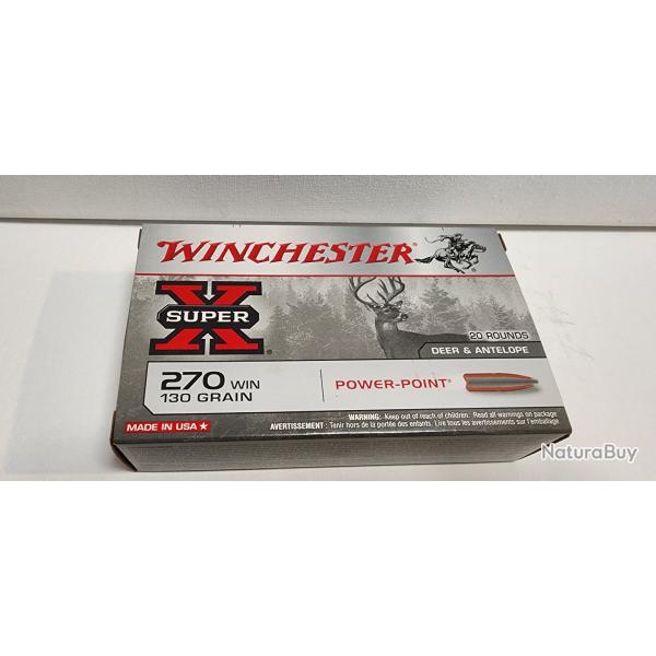 2 boites de 20 cartouches winchester 270 win super X 130 grains power point