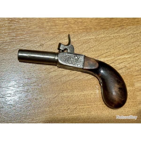 Pistolet � coffre grav� � Percussion canon d�vissable