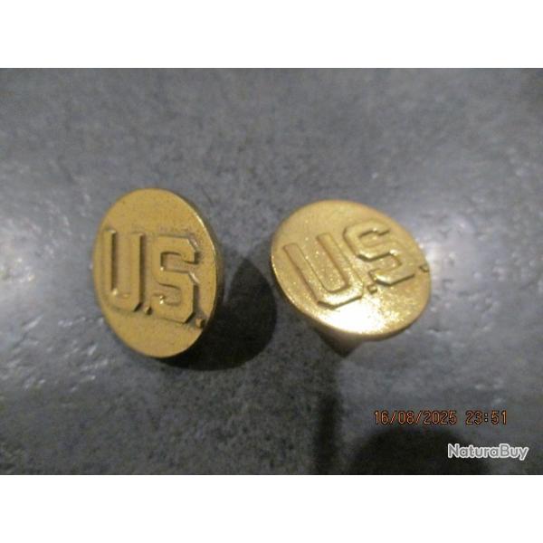 Paire de disques de col US pour vareuse troupe, mod�le 1937 !
