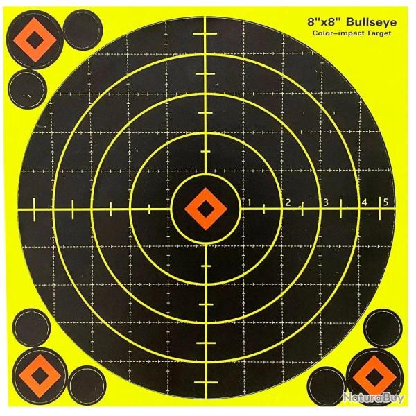 Cible papier autocollant 20,5x20,5 cm 10 feuilles - 20 pcs