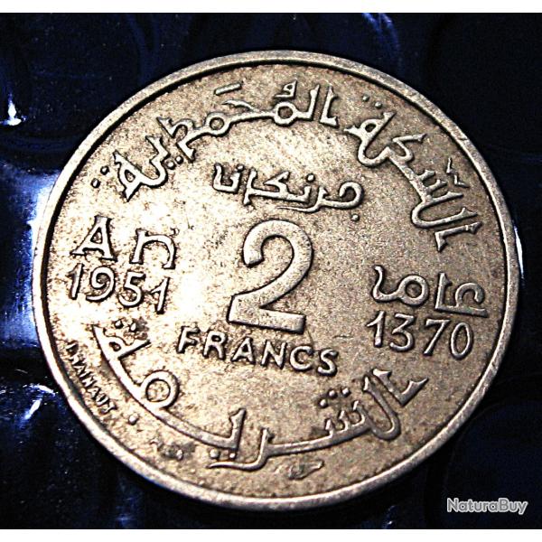 Maroc piece  de 2 francs empire cherifien 1951 ttb