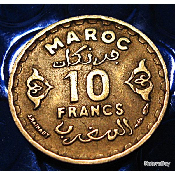 Maroc piece  de 10 francs (empire cherifien) 1371 ttb