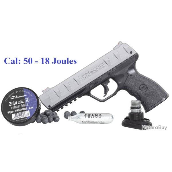 Pack Pistolet  LTL Bravo + 50 billes Cal 50 - 18 Joules