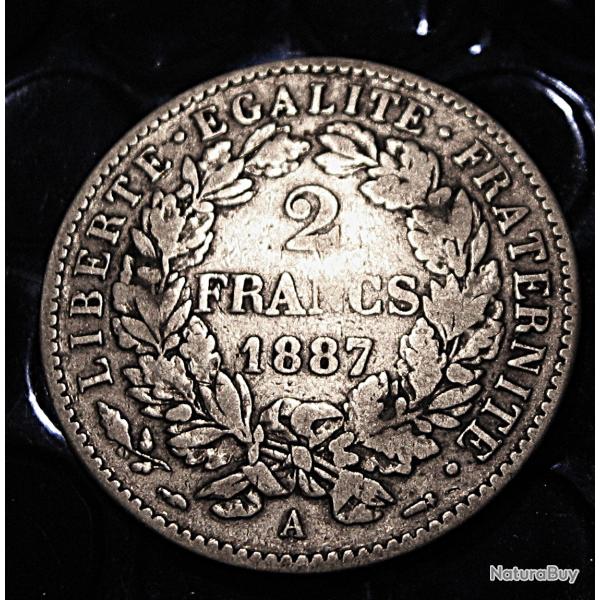 France piece de 2 francs "CERES"  argent de 1887 A TTB