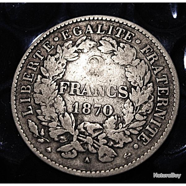 France piece de 2 francs "CERES"  argent de 1870 A TTB