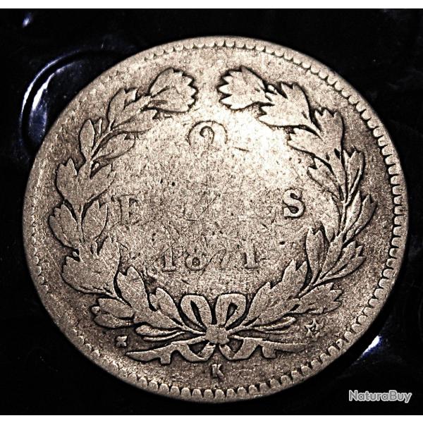France piece de 2 francs "CERES"  argent de 1871 k (sans legende) TTB