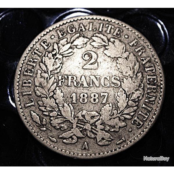 France piece de 2 francs "CERES"  argent de 1887 TTB