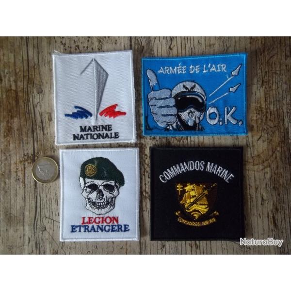 lot 4 �cussons militaire marine l�gion commando air insignes tissu collection