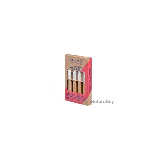 Coffret 4 couteaux inox Opinel, manche htre  Les essentiels du cuisinier 