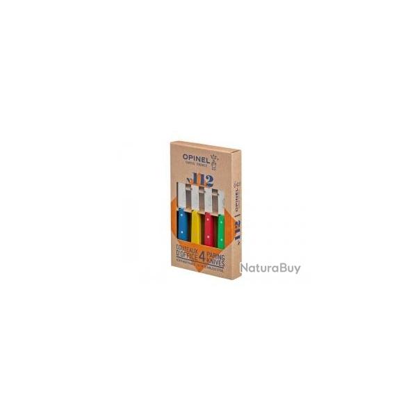 Coffret 4 couteaux office Opinel inox, manche charme lasur coloris panachs.