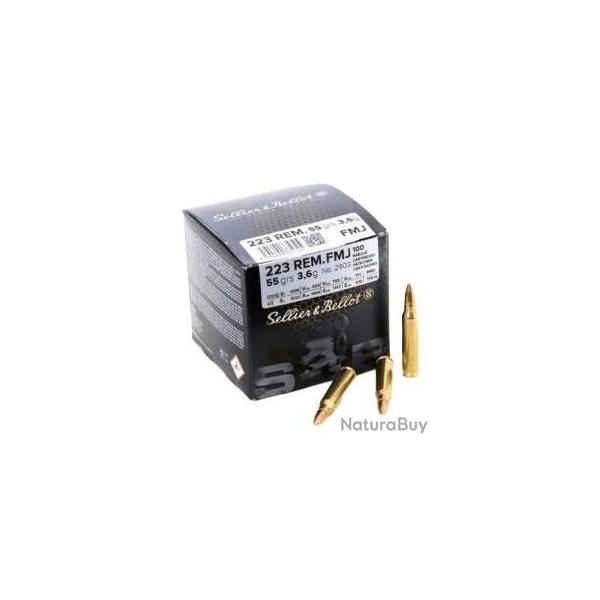 Munition Sellier & Bellot FMJ 3.6g 55gr - Cal. 223 Rem x1 boite