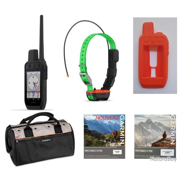 Garmin pack Alpha 300F avec collier TT25F + coque silicone + verre tremp� + sac + carte topographiqu