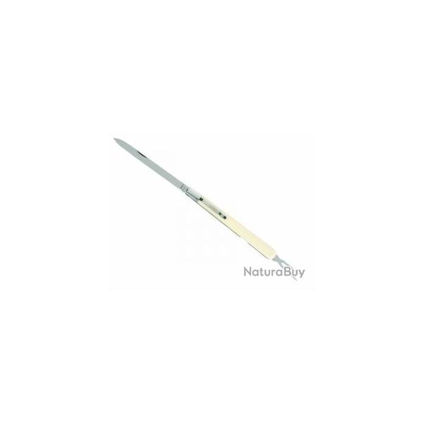 Couteau  dgustation 2 pices ( lame et fourchette 2 dents inox ) manche 14 cm faon ivoire