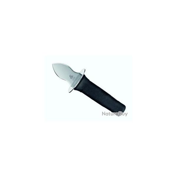 Couteau  hutres TRIANGLE, garde et lame losange inox, manche nylon noir.