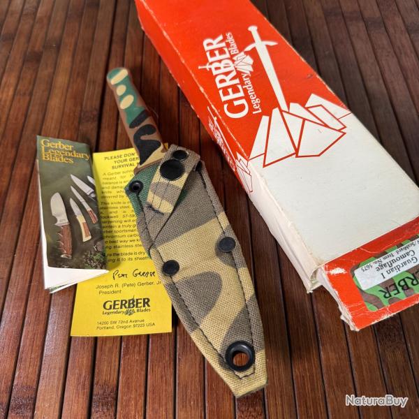 RARE GERBER LEGENDARY BLADES GARDIAN l CAMOUFLAGE NEUF EN BOTE PORTLAND U.S.A