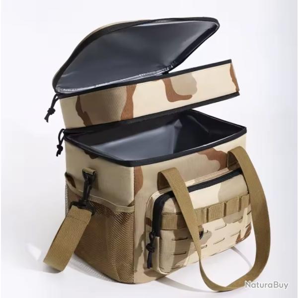 Sac  djeuner tactique isotherme 2 couches tanche repas pique-nique Camping Camo Beige
