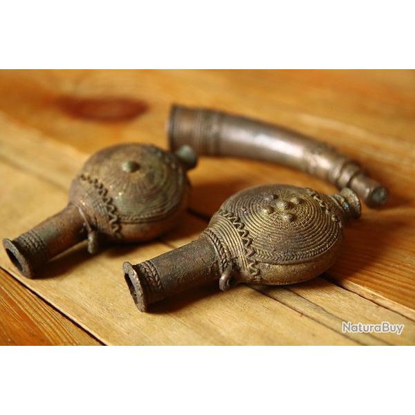 Poires et corne � poudre en Bronze - Afrique