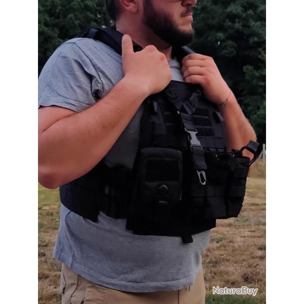 Gilet XL porte plaque molle noir